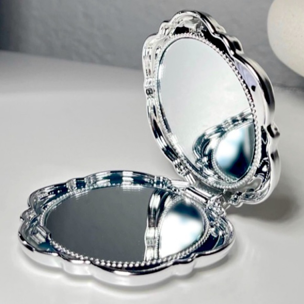 Dainty Silver Compact Mirror